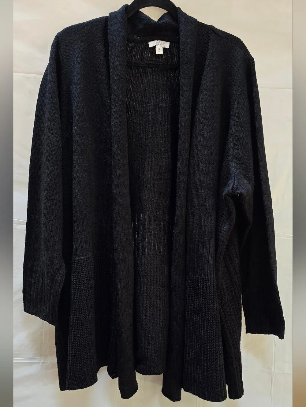 Croft & Barrow Black Open-Front Lightweight Cardigan